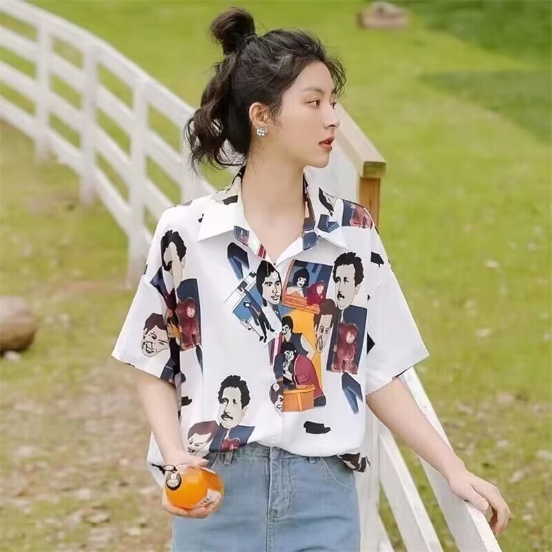 春季女装韩版批新款发时尚气质学生打底衬衣宽松大码洋气印花衬衫,男装T恤,星座506A