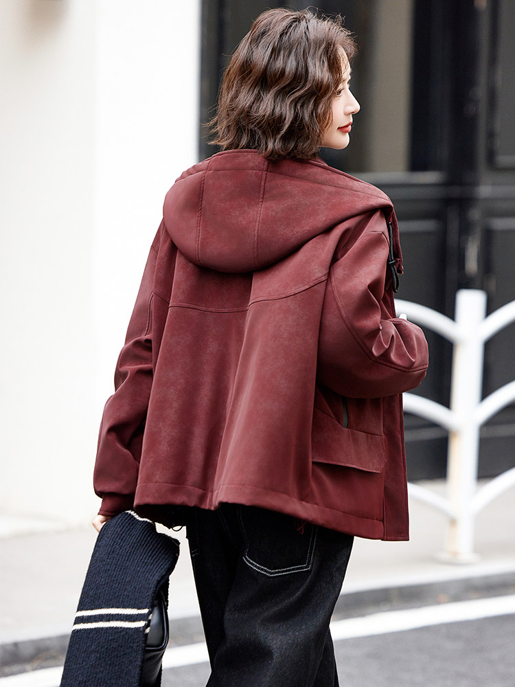 安可拉红短款羽绒服女冬季2024新款高级感加厚宽松保暖派克服外套,女装羽绒服,姿萝菲