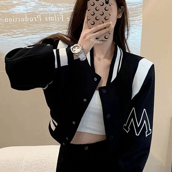 撞色小众棒球服女2025秋季新款韩版独特外套超好看短款夹克棒球服,男装夹克,星座1210-1