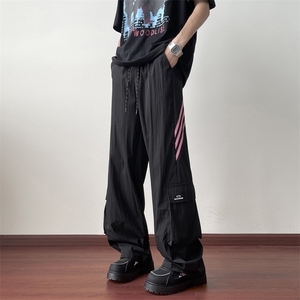 休闲裤男士韩版潮流高街帅拼色条纹百搭2024秋季ins长裤K5673-P38图片