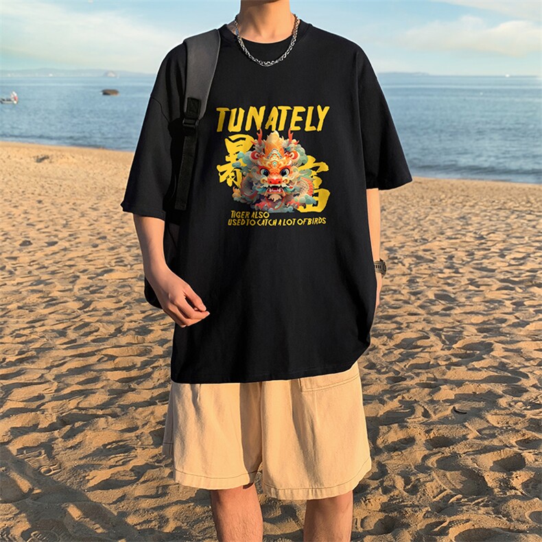 直播供货2025夏装新款纯棉印花短袖T恤A158-T2425-P16特价控28,男装T恤,电商A158