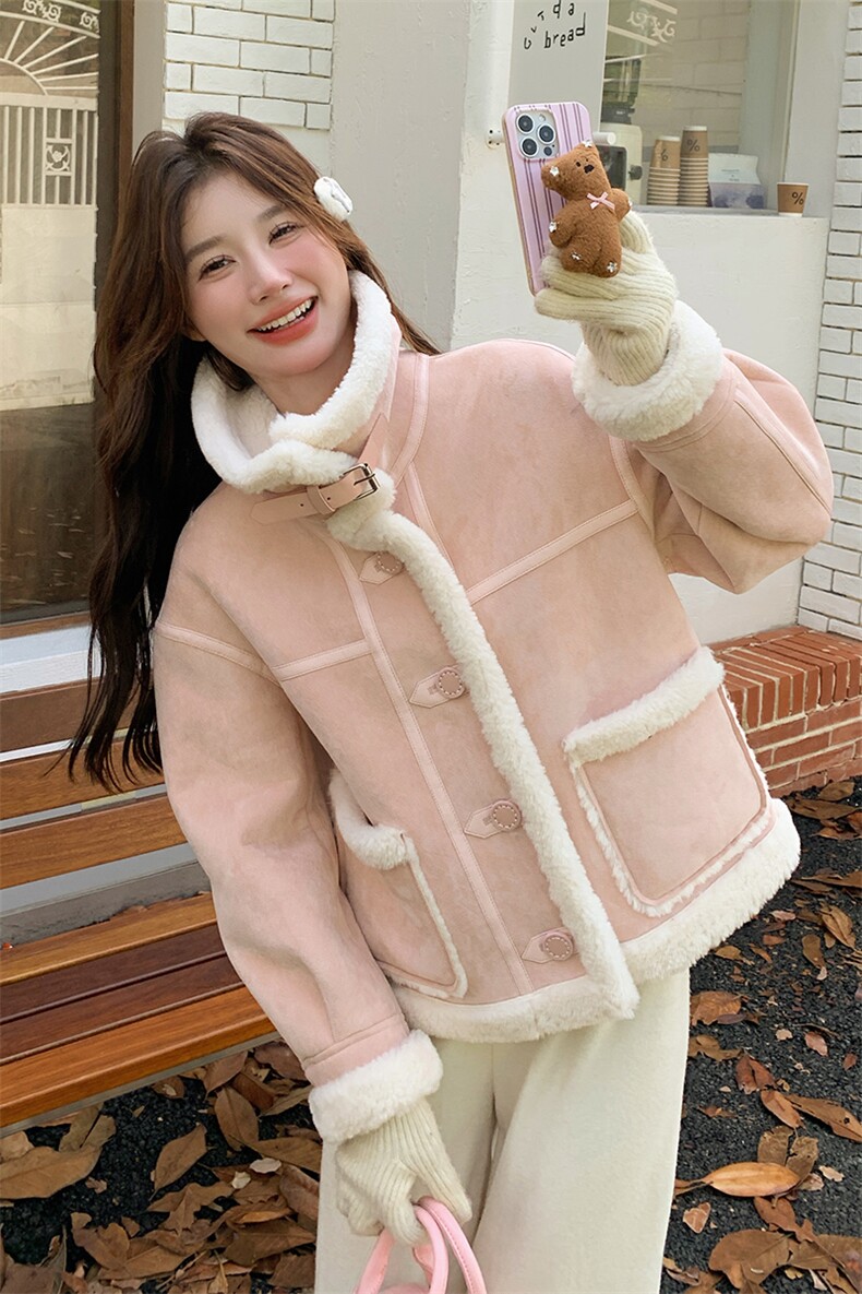 现货--新款冬季皮毛一体外套-203-8802-P195-K288,女装羊羔毛/颗粒绒,浙宝203