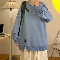 秋季新款港风绣花宽松学生拼接卫衣男大码男装VE5516-P30，男装卫衣，星座717