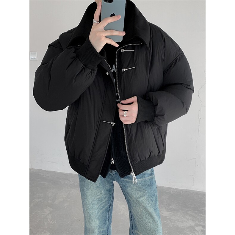新中式金属扣装饰拼接假两件棉服男加厚保暖棉衣冬季MM06特P100图片