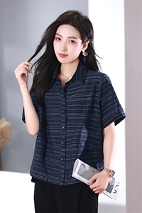 短袖衬衫女装夏季2024新款宽松显瘦条纹上衣真丝醋酸欧货品牌衬衣图片
