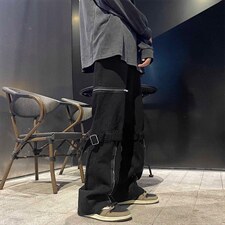 潮牌潮流痞帅vibe风侧边拉链束脚裤美式高街休闲裤男K3570-P40，男装休闲裤，星座512-2