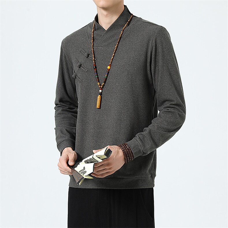 2026新款秋冬风长袖卫衣汉服盘扣中式保暖打底衫2378-P60，男装T恤，星座1105-3