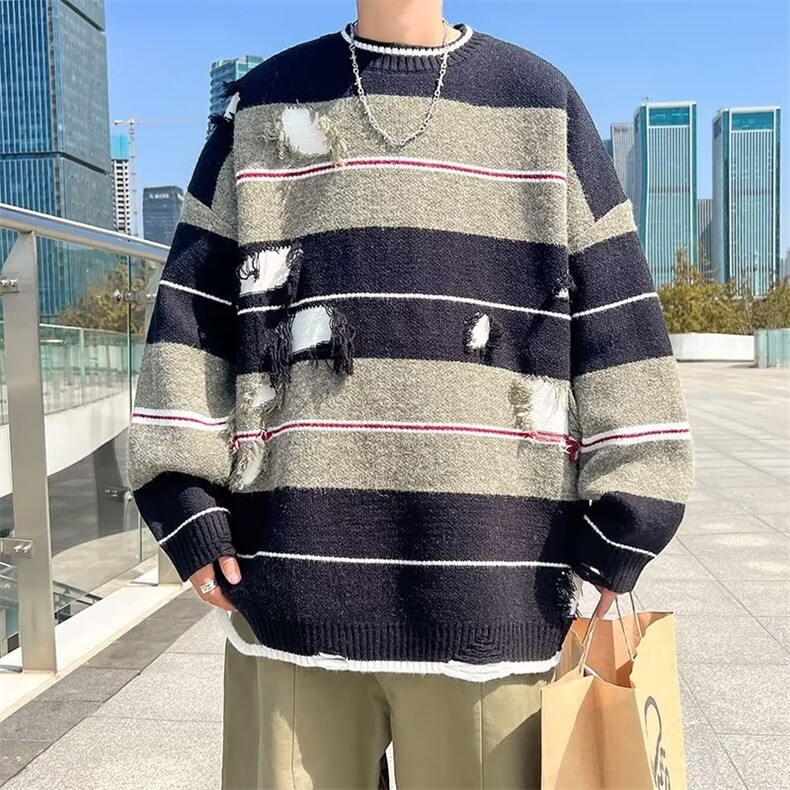 美式圆领毛衣男慵懒风休闲针织衫MY156P35,男装针织衫/毛衣,星座1116-2
