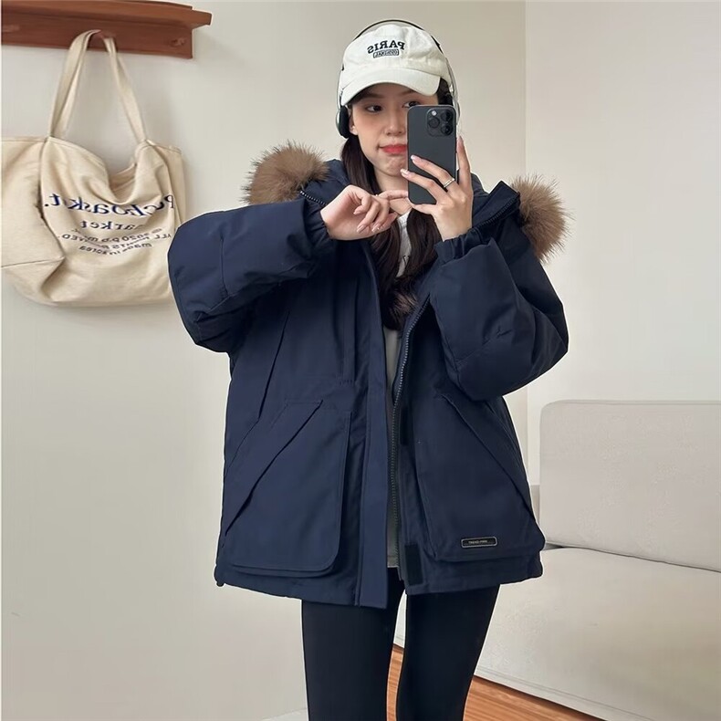 2025年冬季新款棉衣女藏青色工装棉服派克服短款加厚宽松学生外套,男装棉衣,星座506A