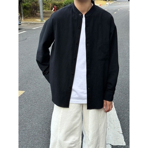 长袖立领仿麻休闲衬衫1302-GC67-P40控68 成分100棉图片