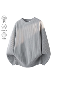 2025秋冬加厚高品质设计感纯色街头圆领轻奢针织毛衣MZ84-P48图片