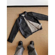 网红~霜降裂纹PU皮千鸟格内里Cleanfit夹克外套W1397/特P85，男装夹克，电商B350