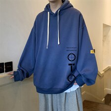 纯棉连帽卫衣男大码运动帽衫宽松薄WY2114-P35加绒款-P40，男装卫衣，电商A040