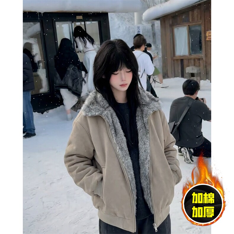 现货高品质美式高街重磅座山雕毛毛领pu皮棉衣男女加厚棉服冬外套,男装皮衣,电商A486