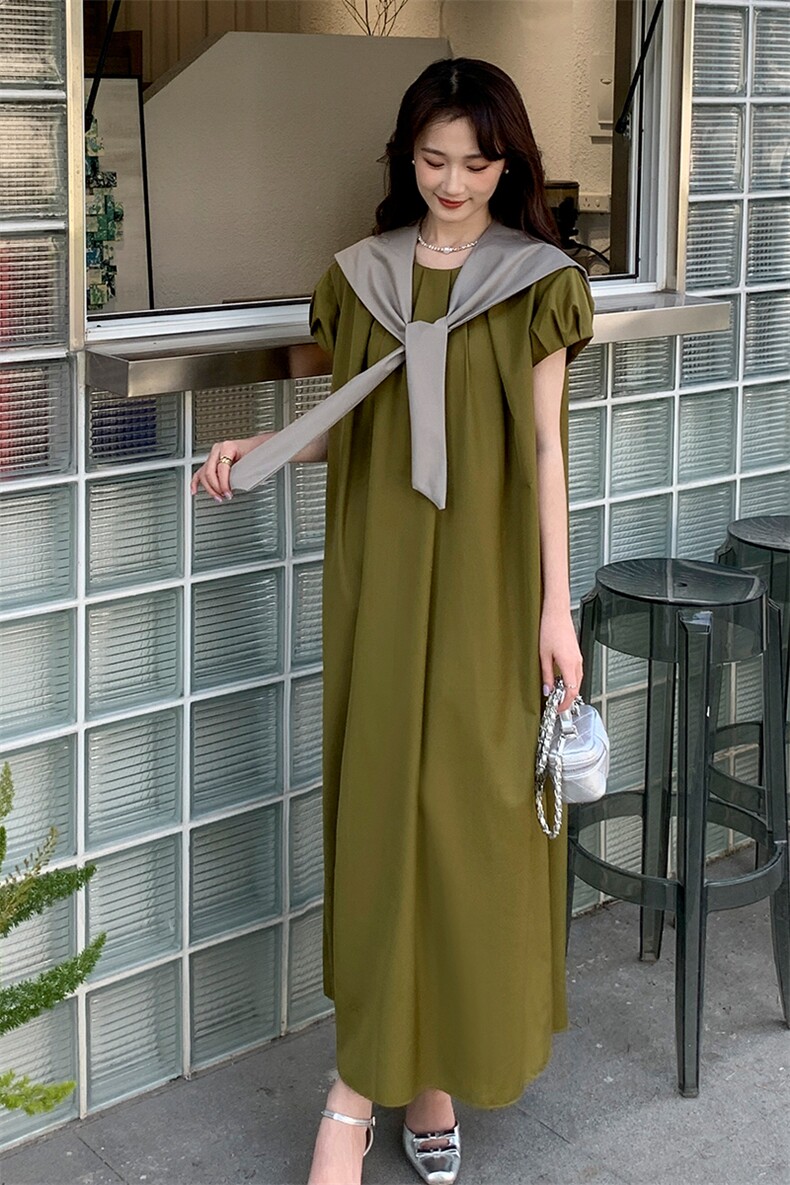 精致感别致泡泡袖连衣裙夏季2025新款法式温柔时尚chic高腰长裙子,女装连衣裙,MQ