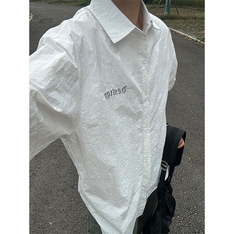 夏季新款速干短袖刺绣衬衫潮流港风宽松百搭男半袖CS285-P35,男装T恤,星座301C-5