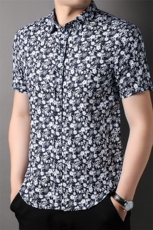 F7261钱塘2020-1夏季新款男士亚短袖花衬衫薄款时尚潮流上衣P94，男装衬衫，钱塘207-1