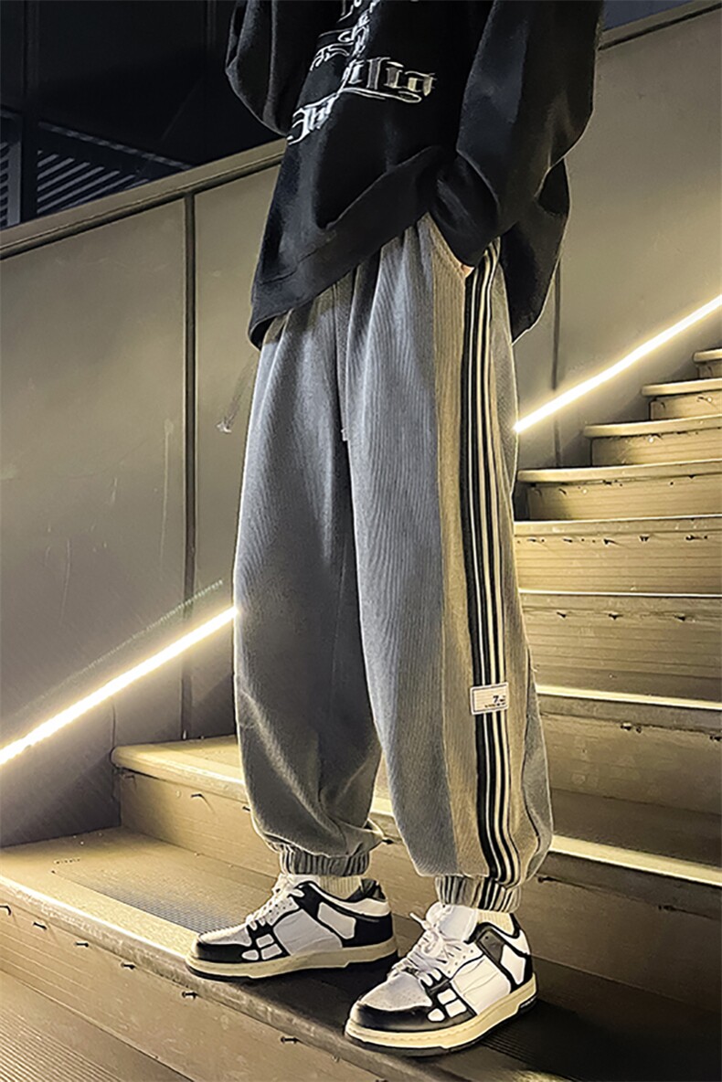 抖音直播品质欧棉绒包边百搭大码宽松休闲束脚裤男3366-P55控78,男装休闲裤,电商C305A