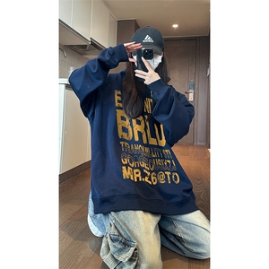 现货已做版权 美式复古斑驳字母连帽重磅卫衣男女 WY23-P50 控78图片