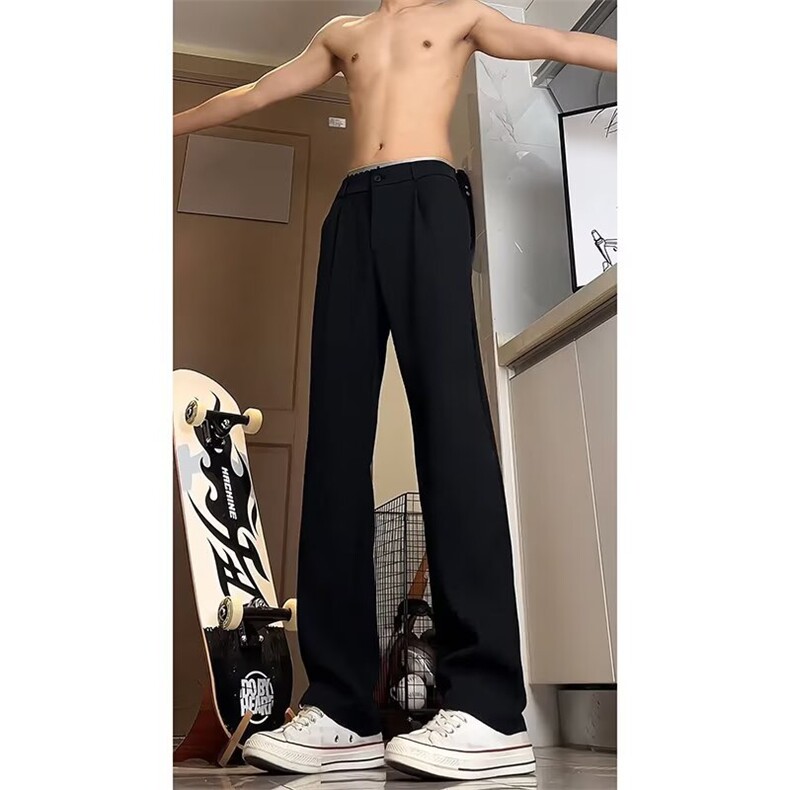 简约日系百搭流行时尚文艺新款慵懒潮流直筒西裤513ACK2453P35，男装西裤，星座513A