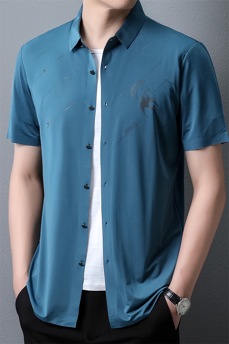 PAF3307钱塘2020-3夏季新款男士无痕高品质短袖衬衫商务衬衣P44,男装衬衫,钱塘207-3