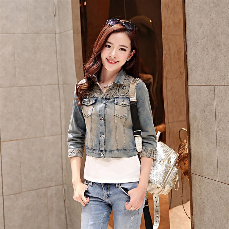 2023年甜美气质时尚潮流简约短款2023年秋季牛仔外套排扣纯色，女装短外套，婵米儿
