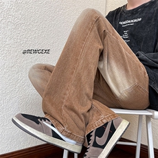 B221美式ins高街小众咖啡色百搭牛仔裤LK22087-P55控78，男装牛仔裤，电商B221