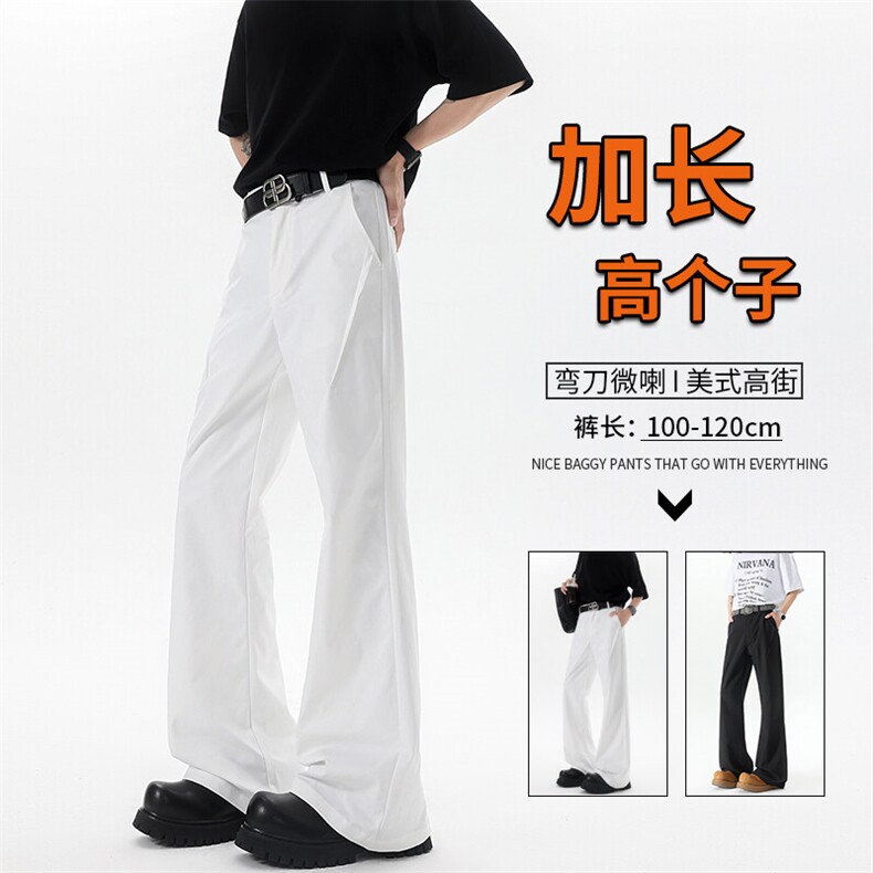 美式高街弯刀裤微喇裤子男款190cm115高个子加长直筒西裤KZ058P50图片