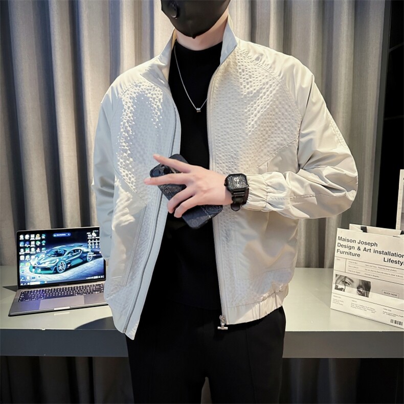 现货2025秋季社会小伙帅气男立领夹克拼接外套JK26P95控128,男装夹克,电商B276A