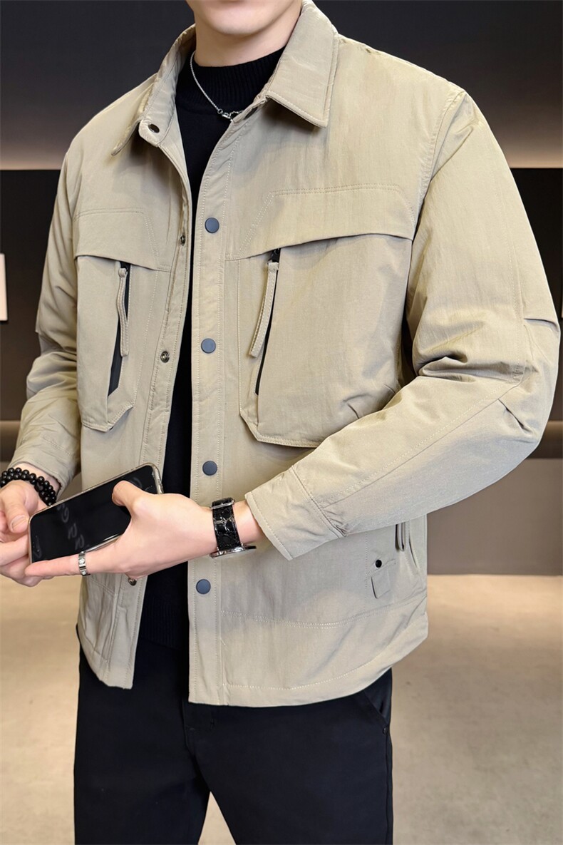 标轻薄羽绒服男工装风冬季潮流翻领短款外套男士夹克3507-P185,男装夹克,电商D327