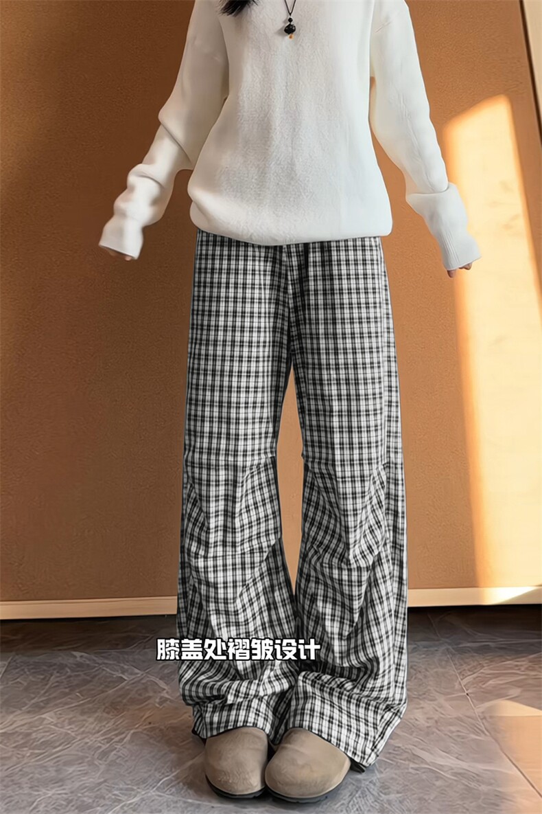 2026春夏衔接新款褶皱格子拖地休闲裤男K6700-特P35建议零售价88,男装休闲裤,电商A001-1