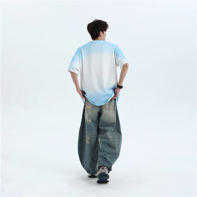 重磅260克双纱渐变短袖T桖得物可二开现货稳定B210-LT2508,男装T恤,电商B210