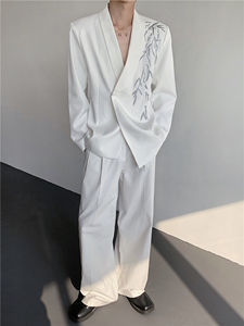 现货 25重工银线竹叶刺绣礼服婚礼西服伴郎服xz134-p158图片