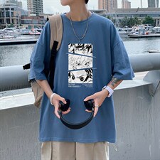DX17176-P20 纯棉短袖t恤男大码半袖打底衫宽松体恤衫 港风图片
