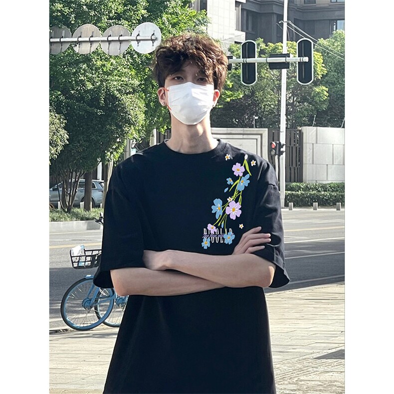 万针全刺绣解构设计260克重磅双纱纯棉高品质美式高街短袖T恤特39,男装T恤,电商A486