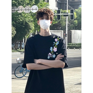 万针全刺绣解构设计260克重磅双纱纯棉高品质美式高街短袖T恤特39图片