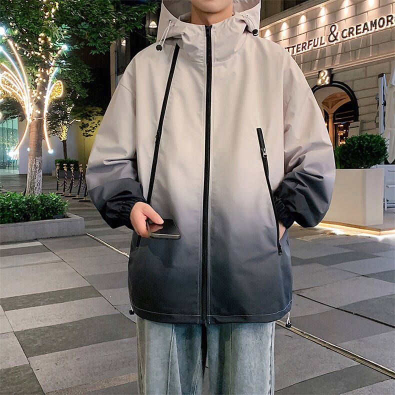 新款二开港风中性风宽松夹克男渐变防水冲锋衣外套MYJ24-7830-P68图片