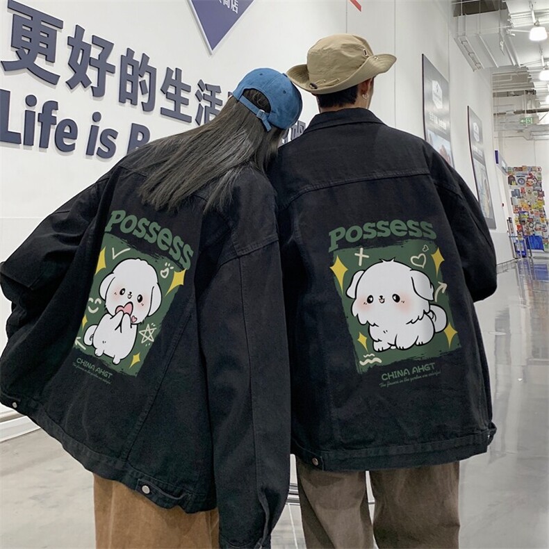 2025春季港风大码不一样印花情侣牛仔夹克外套男JK565-P6588,男装工装外套,星座912-1（原星座914-5）