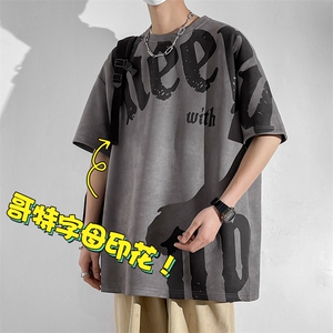 新款短袖男日系白墙夏季t恤休闲百搭印花圆领T恤男上衣TC3137-P35图片