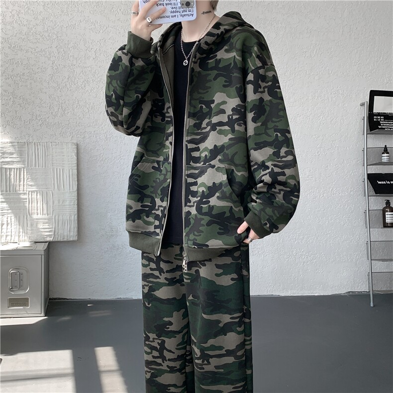 25秋季打工人卫衣卫裤棉街头时尚重磅迷彩套装TZ01/P108,男装休闲套装,电商B318
