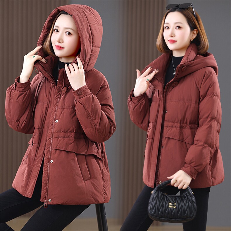 羽绒服冬季新款2024年羽绒服女加厚连帽中长款防风立领白鸭绒,女装羽绒服,涵誉