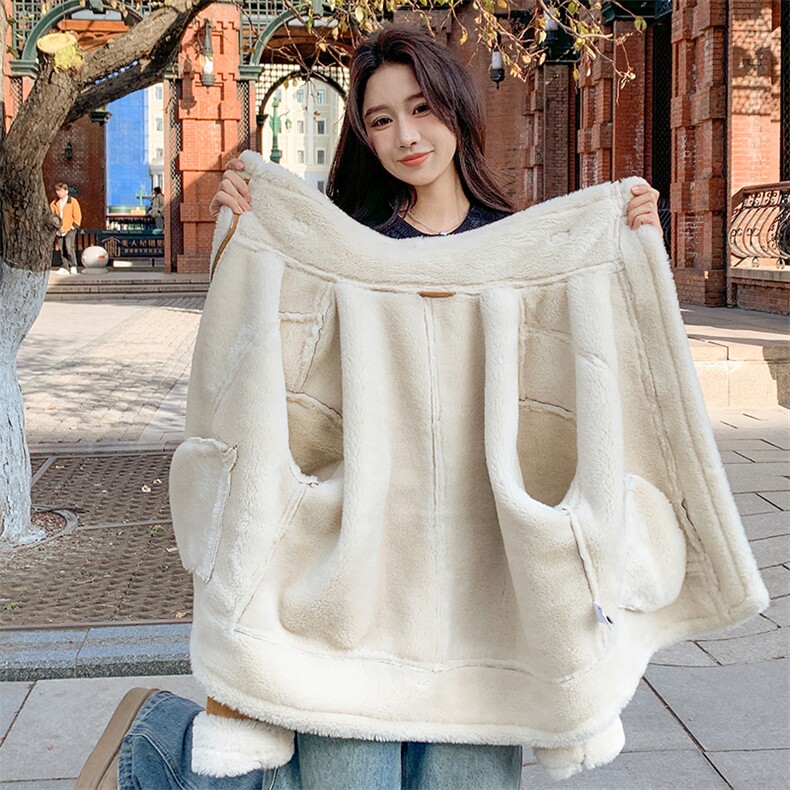 新款加厚保暖皮草外套女冬季显瘦宽松大衣，女装皮草，鑫慧