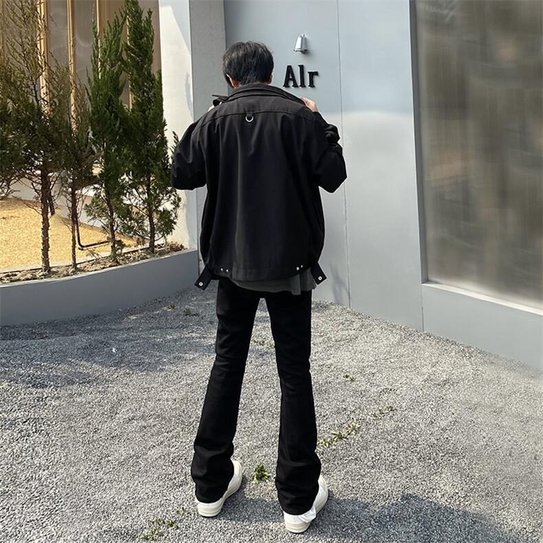 纯黑色高弹修身直筒大码微喇毛边牛仔裤男K860-K866-P50,男装牛仔裤,星座205
