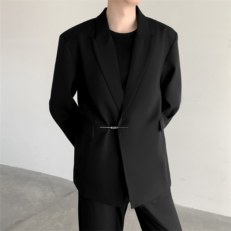 痞帅风高级感金属扣西装外套男新中式垫肩西服2381P115,男装西服,星座512-1（原513-3）