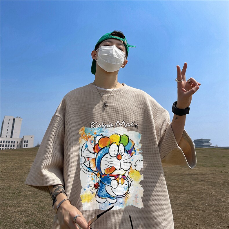 华夫格短袖直播高品质重磅220克哆啦a梦印花HT355-P20,男装T恤,星座508（原C305）