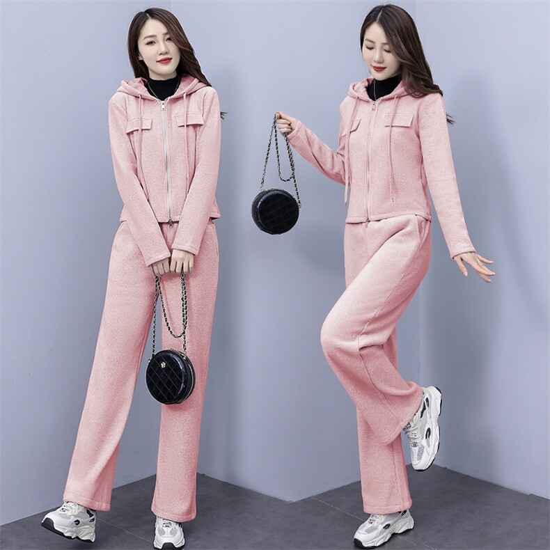 2023秋冬新款加绒加厚时尚度套装开衫，女装运动套装，凯瑟曼