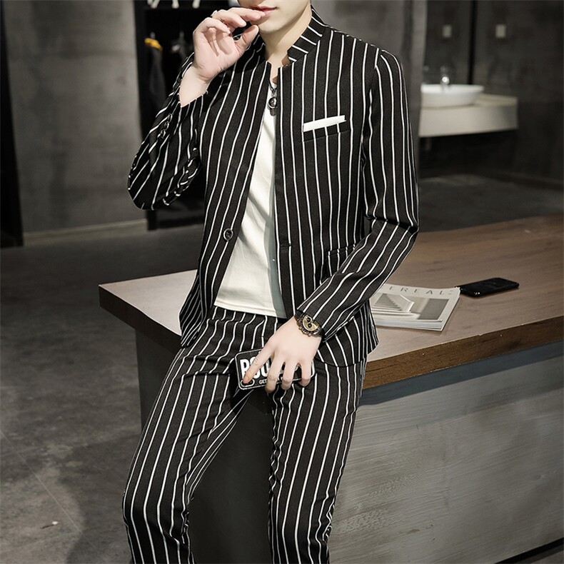 T087-P120春秋男士时尚条纹西服两件套装青年职业装,男装西服,星座507A（原星座306B-2）