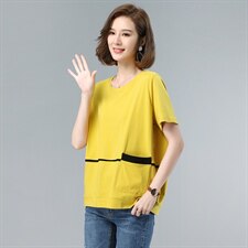 2021夏季新款T恤圆领上衣宽松休闲气质打底衫女，女装T恤，依恋蒂丝