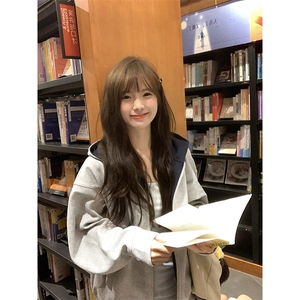 抖音得物高品质二开26春装美式重磅宽松结构双面连帽卫衣外套开衫图片