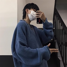 港风新款圆领毛衣男女韩版宽松潮流情侣休闲套头打底针织衫M803，男装T恤，星座516A